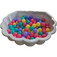 Tiktaktoo Sand &amp- and Wassermuschel I Sandpit con tapa (a 2 piezas) - Gris con 100 bolas de colores